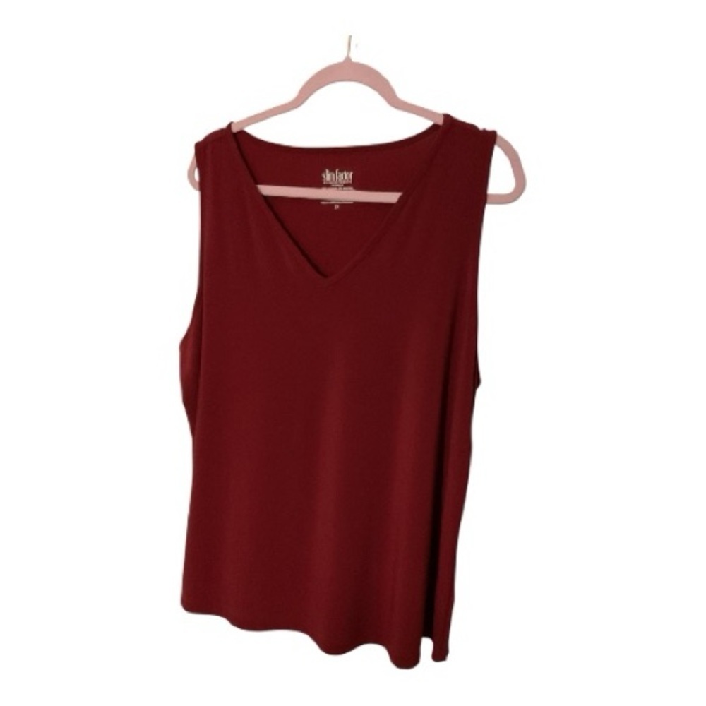 Investments Deep Red Sleeveless Tank 2X V Neck Layering Top
